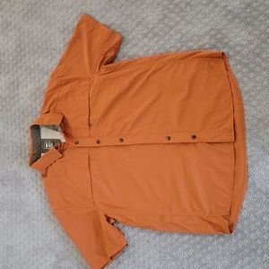 Men's rust orange REI nylon shirt, L
